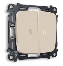 Выключатель двухклавишный с подсветкой без рамки Ambrella Volt Quant MO324010