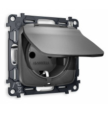 Розетка влагозащищенная с заземлением и со шторкой, без рамки с крышкой Ambrella Volt Quant MO658010