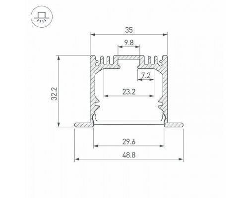 Профиль встраиваемый Arlight SL-LINIA49-F-2000 ANOD 019313