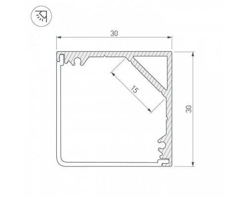 Профиль накладной Arlight SL-KANT-H30-2000 ANOD 019333