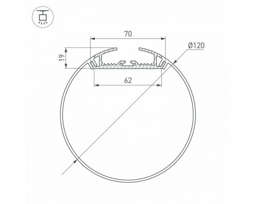 Профиль Arlight SL-ROUND-D120-2500 ANOD+OPAL 020475