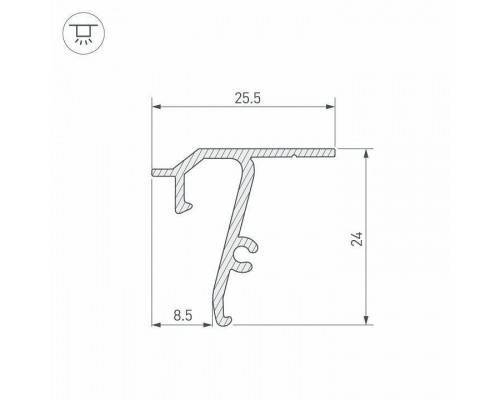 Профиль для установки натяжных потолков с теневым зазором Arlight STRETCH 040704