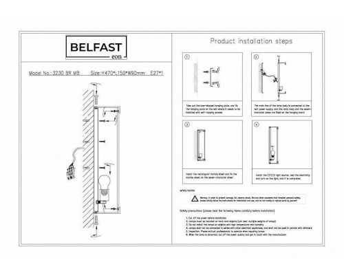 Накладной светильник Belfast Ravenhill 3230 BR MB