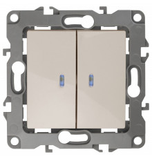 Выключатель двухклавишный с подсветкой без рамки Эра Эра 12 12-1004-06