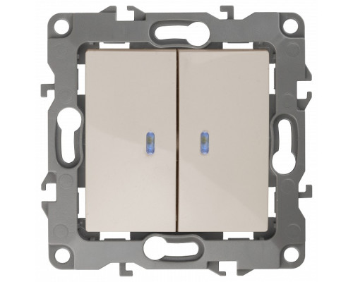 Выключатель двухклавишный с подсветкой без рамки Эра Эра 12 12-1004-06
