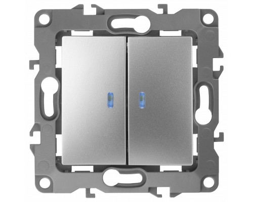 Выключатель двухклавишный с подсветкой без рамки Эра Эра 12 12-1004-06