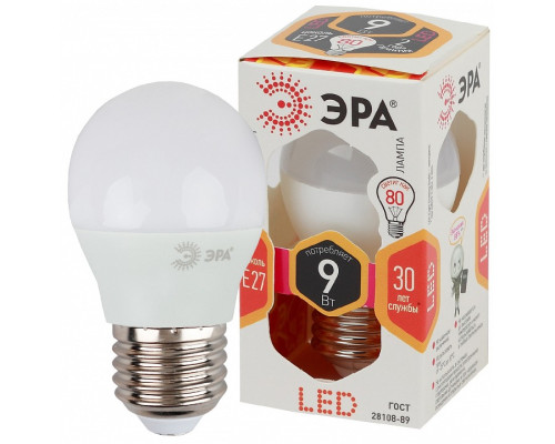 Лампа светодиодная Эра Стандарт LED P45-9W-827-E27