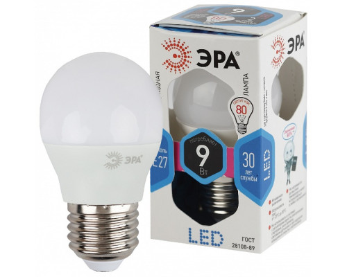 Лампа светодиодная Эра Стандарт LED P45-9W-840-E27
