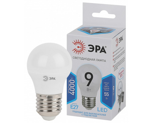 Лампа светодиодная Эра Стандарт LED P45-9W-840-E27