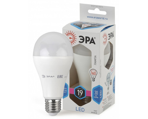 Лампа светодиодная Эра Стандарт LED A65-19W-840-E27