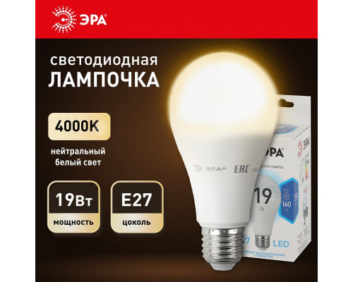 Лампа светодиодная Эра Стандарт LED A65-19W-840-E27