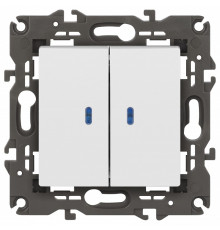 Выключатель двухклавишный с подсветкой без рамки Эра Эра Elegance 14-1105-01