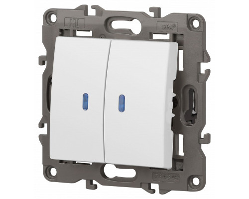 Выключатель двухклавишный с подсветкой без рамки Эра Эра Elegance 14-1105-01