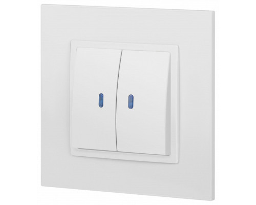 Выключатель двухклавишный с подсветкой без рамки Эра Эра Elegance 14-1105-01