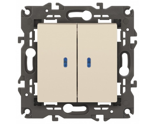 Выключатель двухклавишный с подсветкой без рамки Эра Эра Elegance 14-1105-02