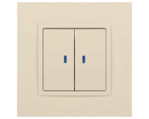 Выключатель двухклавишный с подсветкой без рамки Эра Эра Elegance 14-1105-02