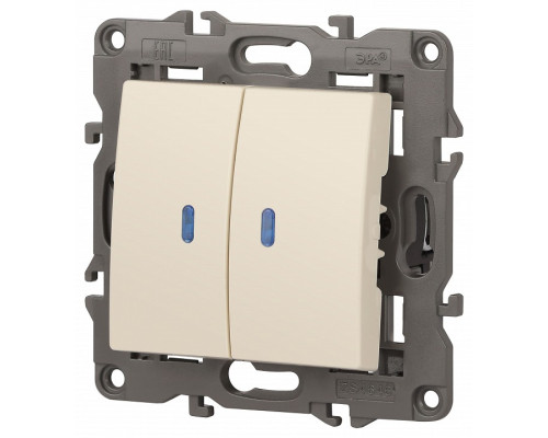 Выключатель двухклавишный с подсветкой без рамки Эра Эра Elegance 14-1105-02