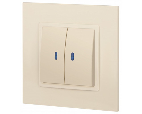 Выключатель двухклавишный с подсветкой без рамки Эра Эра Elegance 14-1105-02