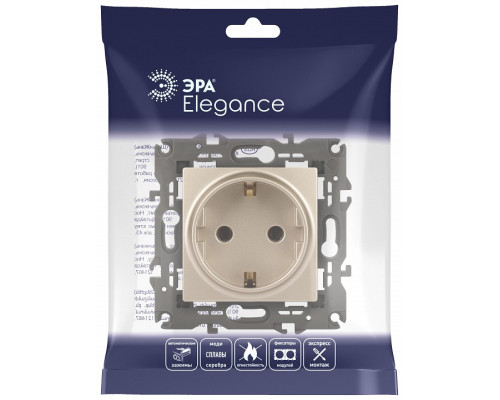 Розетка с заземлением, без рамки Эра Эра Elegance 14-2101-04