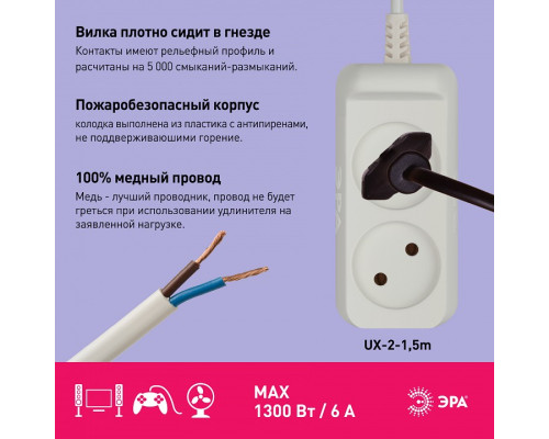 Удлинитель Эра  UX-2-1,5m