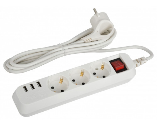 Удлинитель с выключателем Эра  U-3es-1,5m-USB