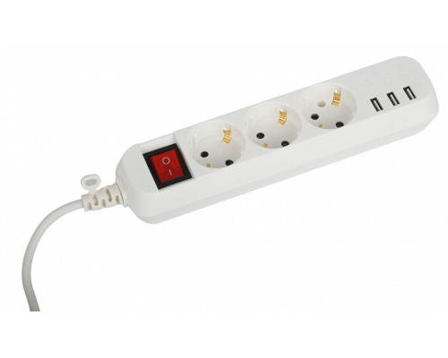 Удлинитель с выключателем Эра  U-3es-1,5m-USB