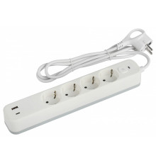 Удлинитель с выключателем Эра  USF-4es-1,5m-2xUSBAC-W