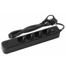 Удлинитель с выключателем Эра  USF-4es-1,5m-2xUSBAC-B