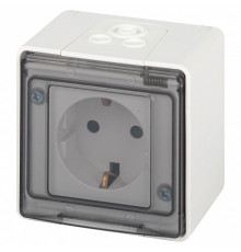 Розетка с заземлением и со шторкой, с крышкой Эра Эра Эксперт 11-2502-01
