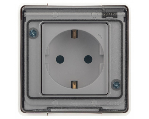 Розетка с заземлением и со шторкой, с крышкой Эра Эра Эксперт 11-2502-01
