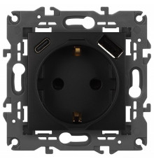 Розетка с заземлением и со шторкой и 2хUSB, без рамки Эра Эра Elegance 14-4108-05