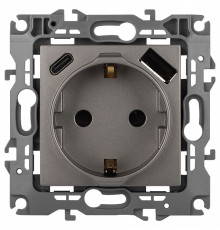 Розетка с заземлением и со шторкой и 2хUSB, без рамки Эра Эра 12 12-4108-16