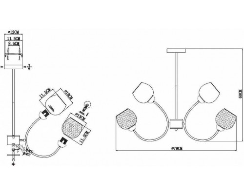 Люстра на штанге EVOLUCE Tratti SLE1136-302-08