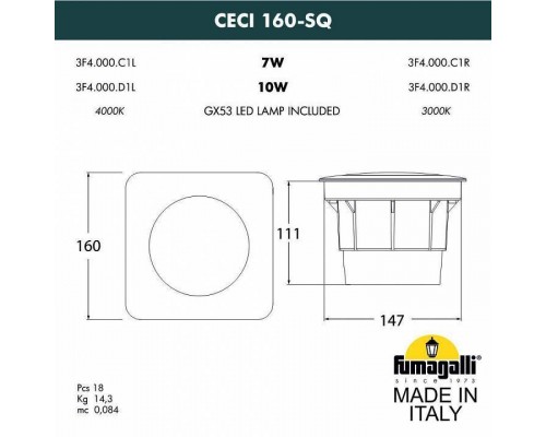 Встраиваемый в дорогу светильник Fumagalli Ceci 3F4.000.000.LXD1L