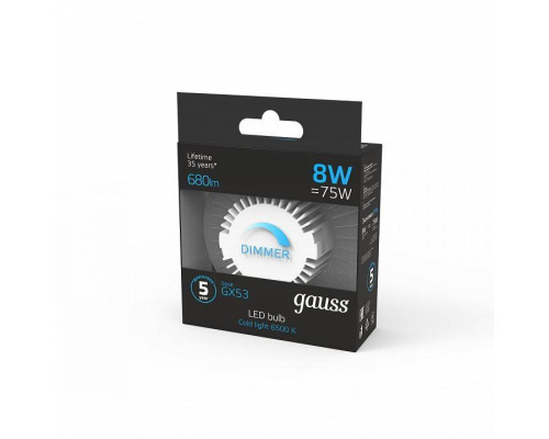 Лампа светодиодная Gauss  GX53 8Вт 6500K 108408308-D