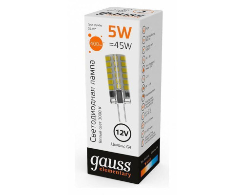 Лампа светодиодная Gauss Elementary G4 3 Вт 3000 K 18713