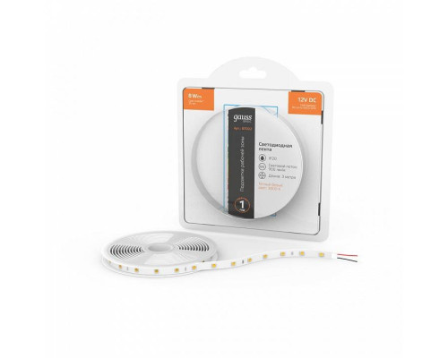 Лента светодиодная Gauss Basic 14.4 Вт/м 12 В IP20 4000 К 5 м BT022