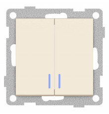 Выключатель двухклавишный с подсветкой без рамки Gusi Electric UGRA С11В28-003