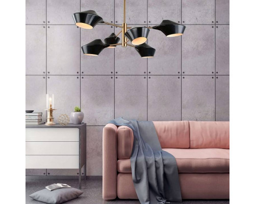 Люстра на штанге Lumina Deco Romina LDP 6037-6 BK+GD