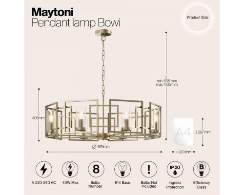 Подвесная люстра Maytoni Bowi H009PL-08G