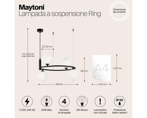 Подвесная люстра Maytoni Ring MOD013PL-04B