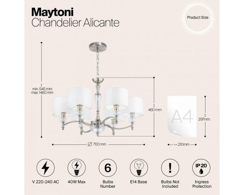 Подвесная люстра Maytoni Alicante MOD014CL-06N