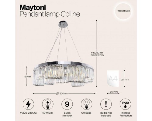 Подвесной светильник Maytoni Colline MOD083PL-09CH