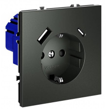 Розетка с заземлением и со шторкой и 2хUSB type A и C, без рамки Voltum S70 VLS040506