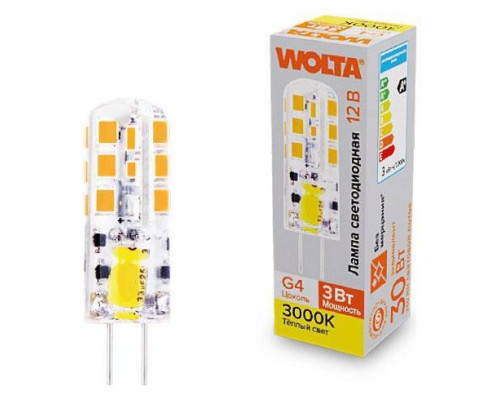 Лампа светодиодная Wolta  G4 3Вт 3000K WSTD-JC-12V3W3KG4-S
