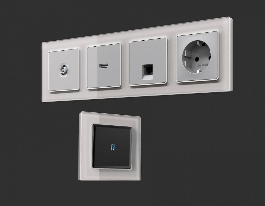 Рамка на 3 поста Ambrella Volt Platos Стекло органическое AF330403