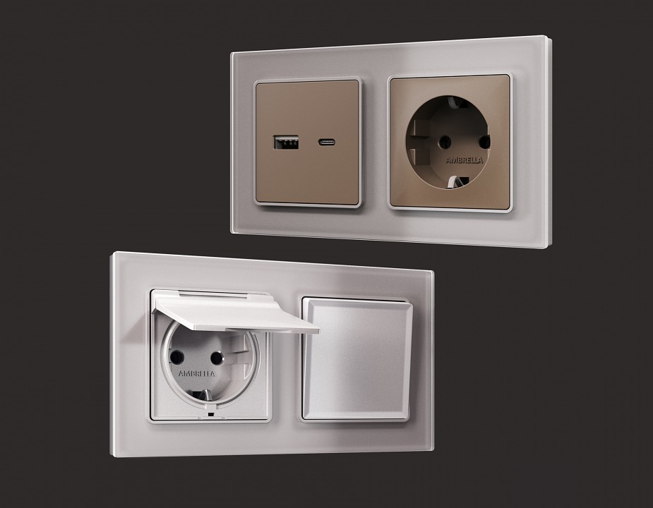 Рамка на 5 постов Ambrella Volt Platos Стекло органическое AF330505