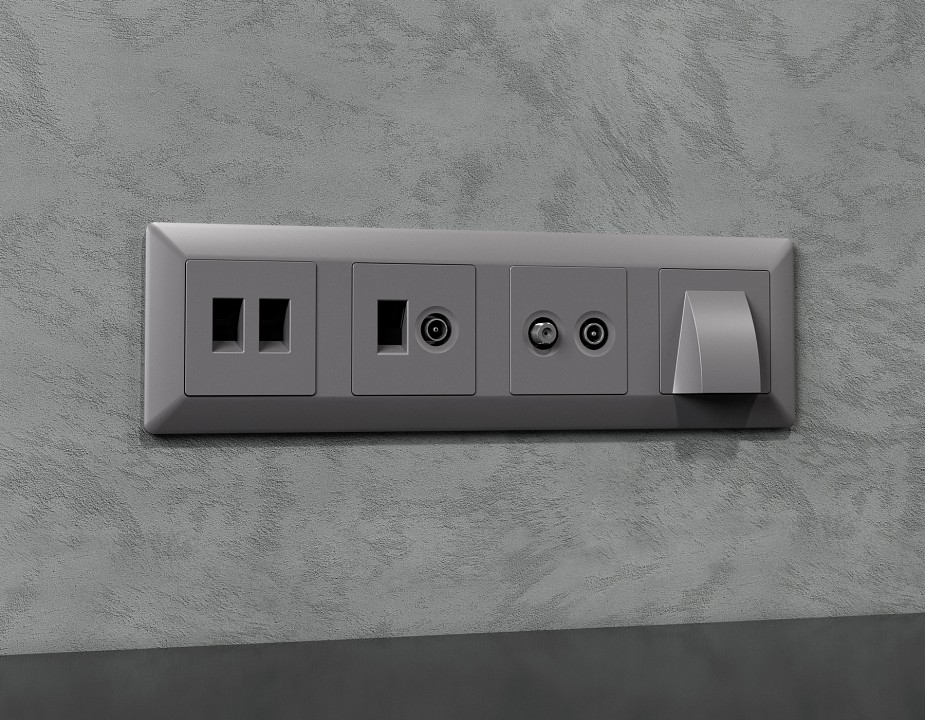 Накладка для ТВ-розетки и RJ-11 или RJ-45 Ambrella Volt ALFA AP5125