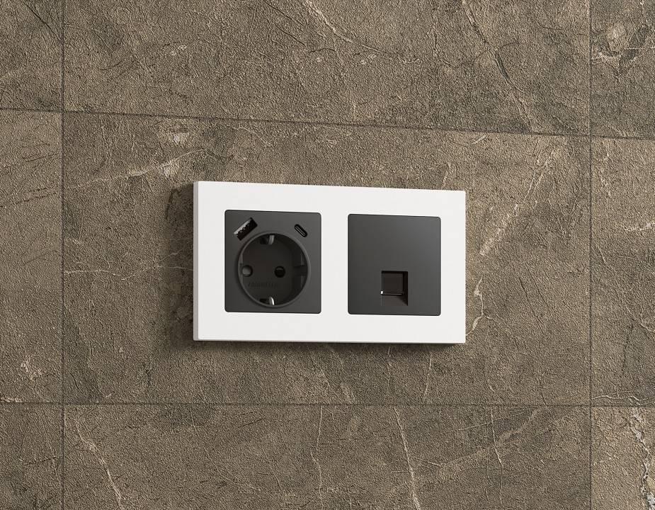 Накладка для розетки RJ-11 или RJ-45 Ambrella Volt Quant AP9120