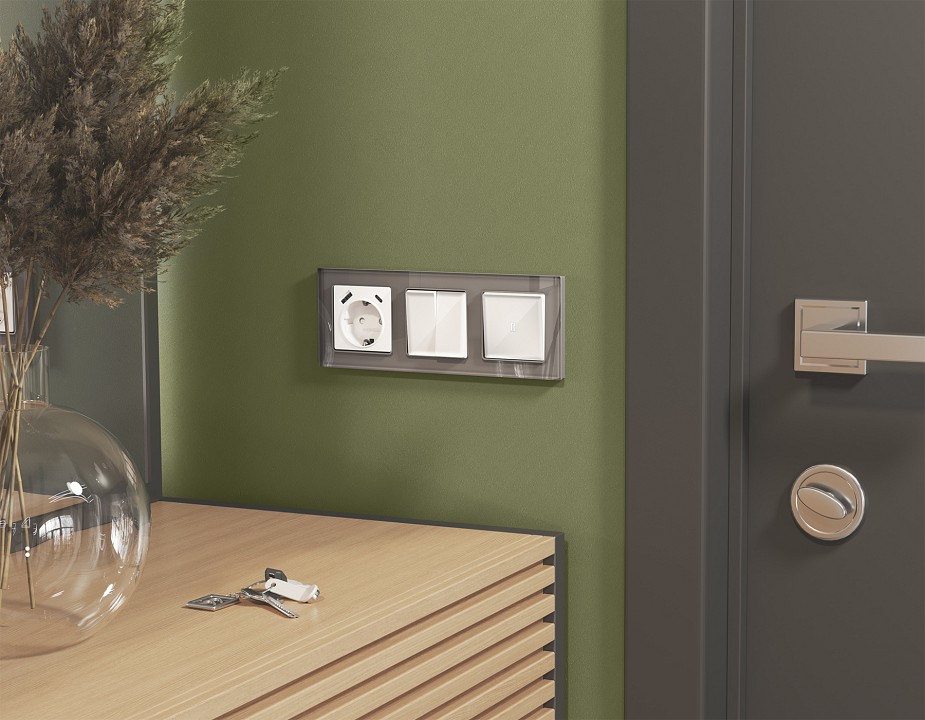 Выключатель перекрестный двухклавишный без рамки Ambrella Volt MA MA103030